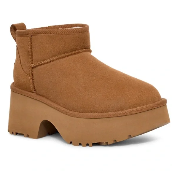 Ugg Women's Tan Platform Ankle Boots, ultra mini new heights - Picture 2 of 10